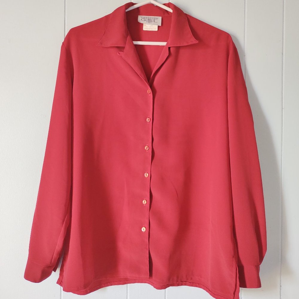Creation G.S.L Inc Long Sleeve Cranberry Blouse